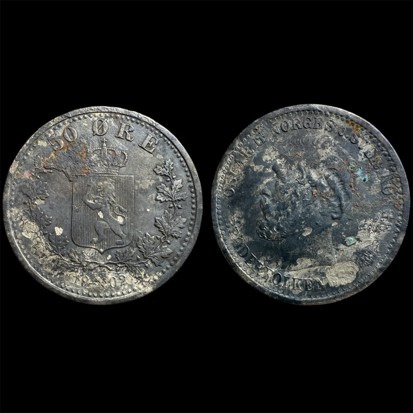 Norwegian 50 Øre Silver Coin - Oscar II