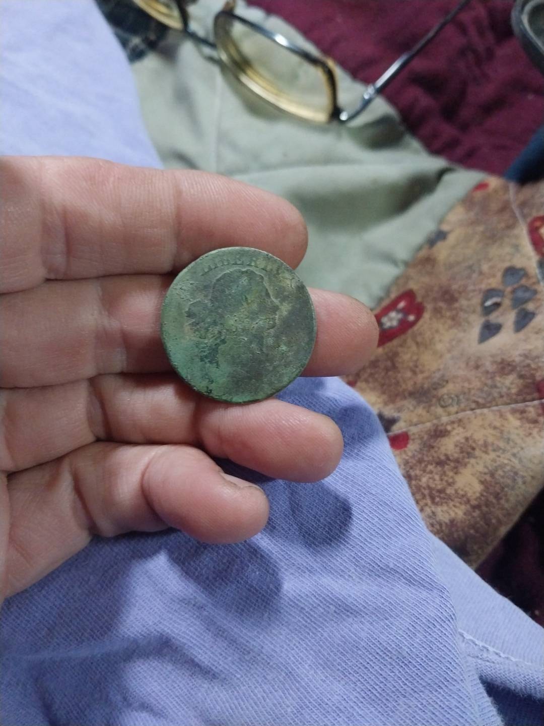 Large Cent or Early Copper Coin (likely US Large Cent or similar 18th-19th century copper)