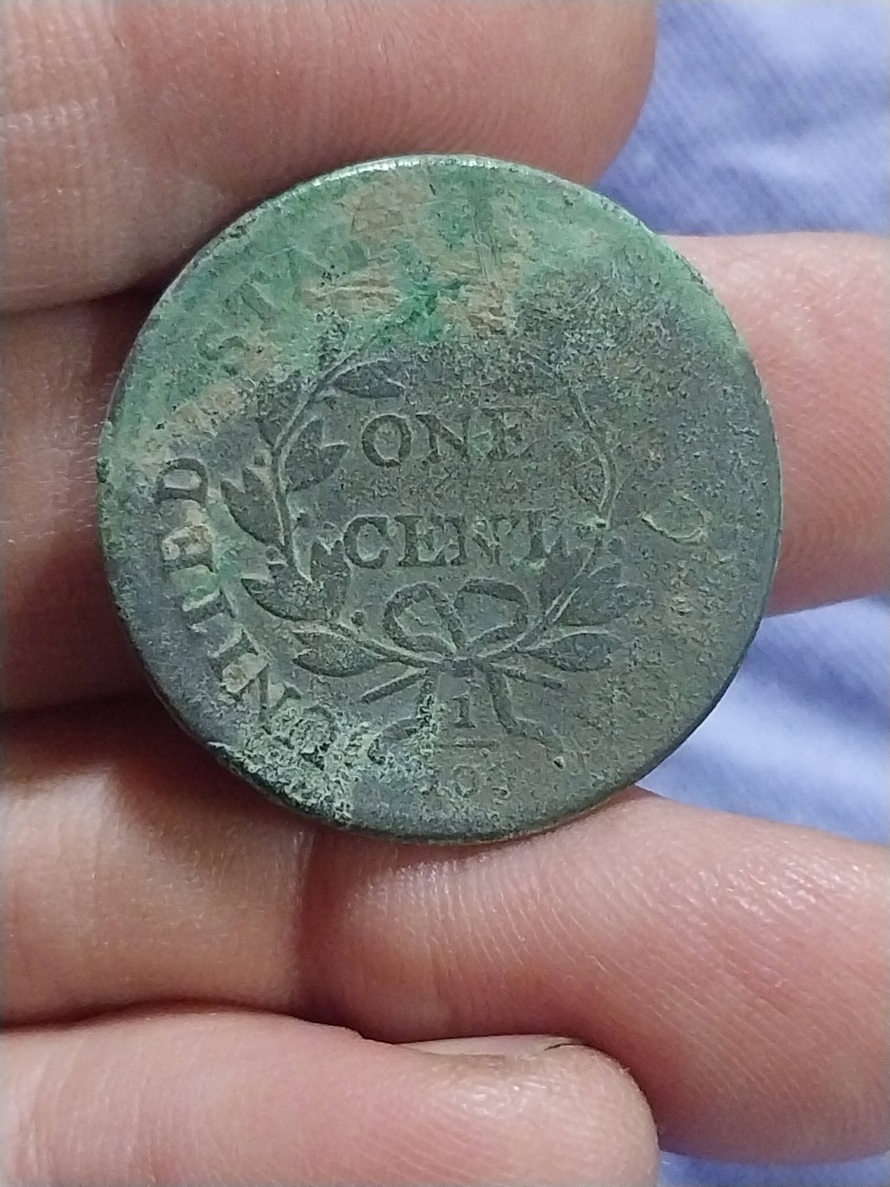 Large Cent or Early Copper Coin (likely US Large Cent or similar 18th-19th century copper) — photo 2